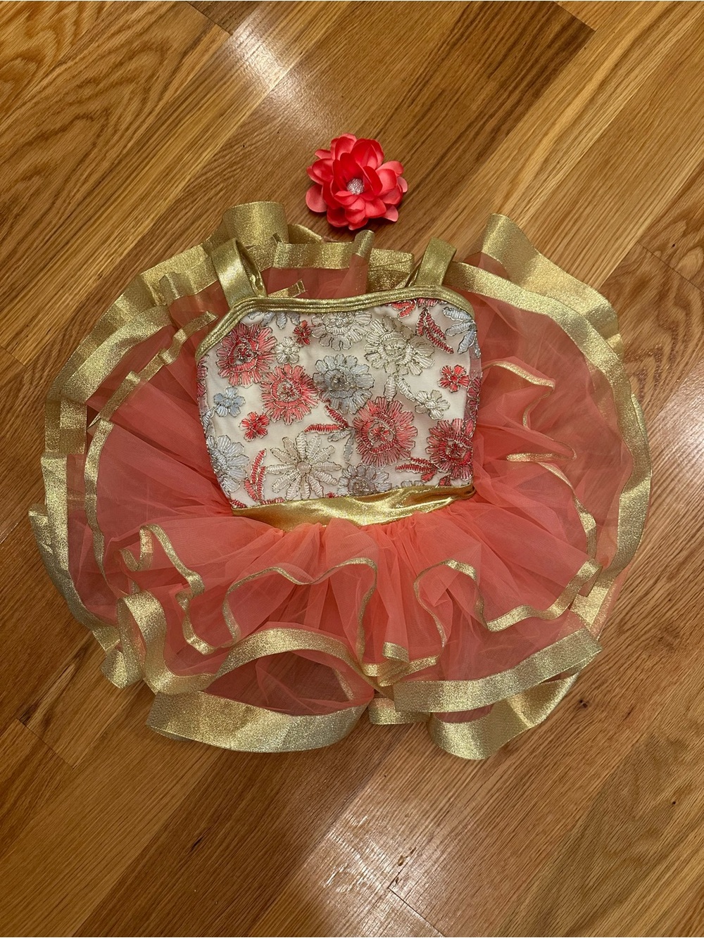 Pink and gold tutu dance costume